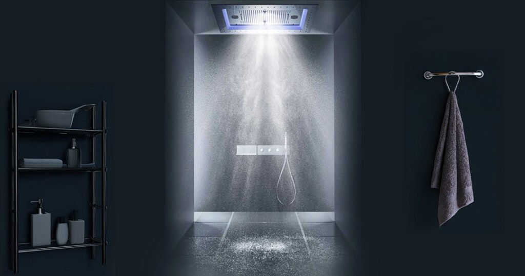 modern ceiling rainfall shower