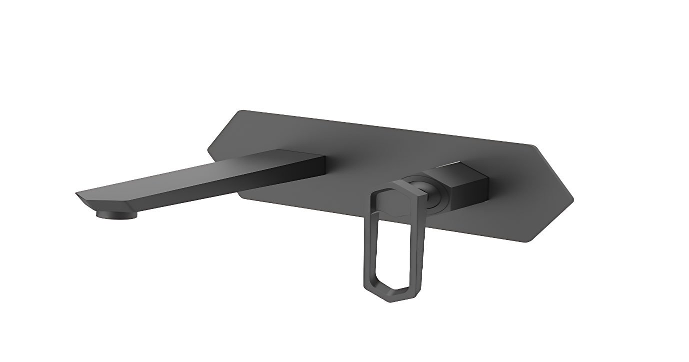 Matte black wall-mounted basin tap