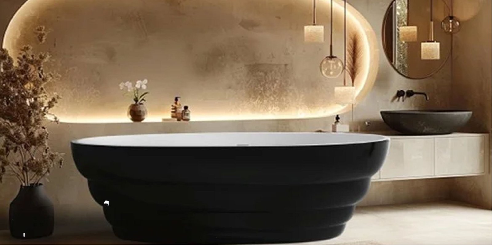 Modern bathtub in luxury bathroom