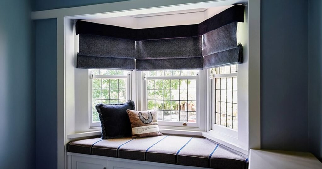 Bay window seat with cushions