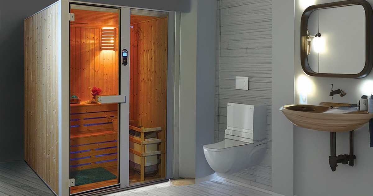Compact wooden sauna room