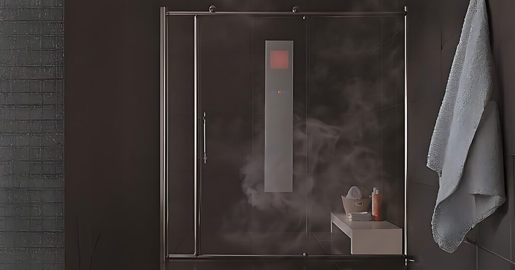Modern glass steam shower cabin