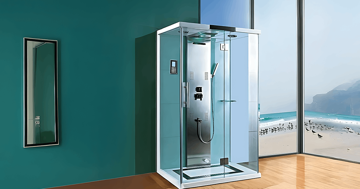 Compact glass shower cubicle