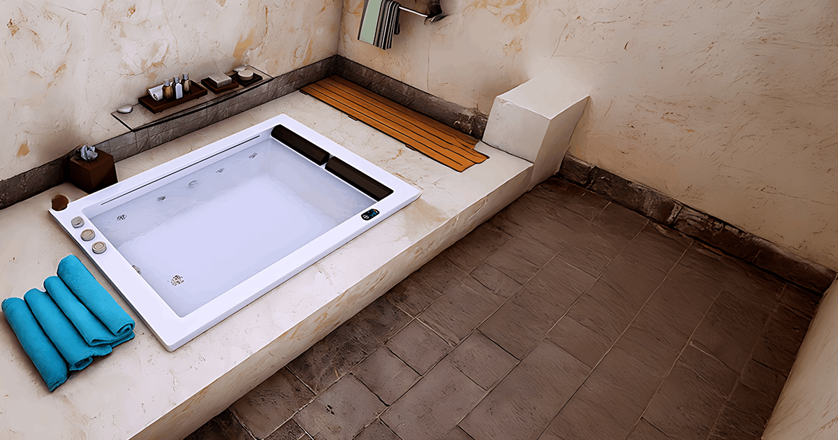 Modern jetted whirlpool bathtub