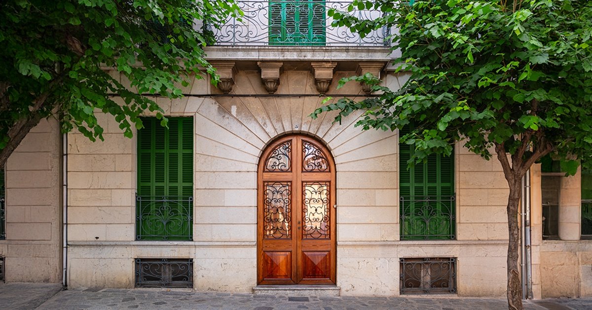 Arched wooden door