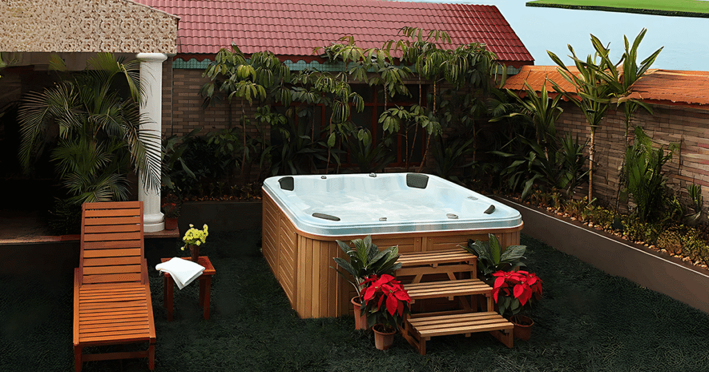 Modern pool spa with advanced filtration and temperature control for year round use
