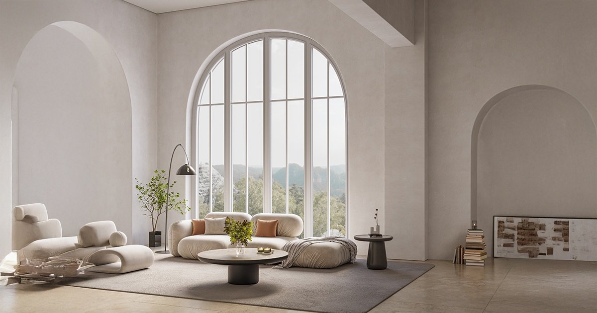 Minimalist arched window