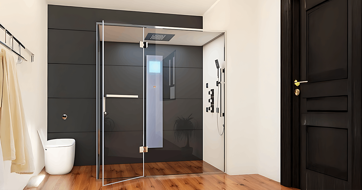 Modern glass shower enclosure