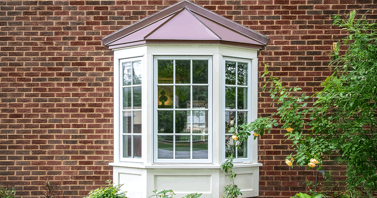bay window with a copper roof
