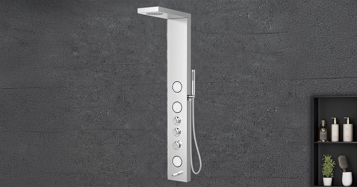 Shower panel with jets.