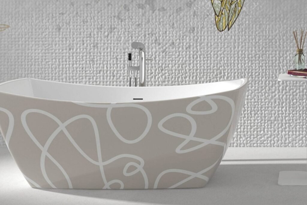 Modern freestanding bathtub design used to compare Jacuzzi and Bathtub options in contemporary bathroom interiors.
