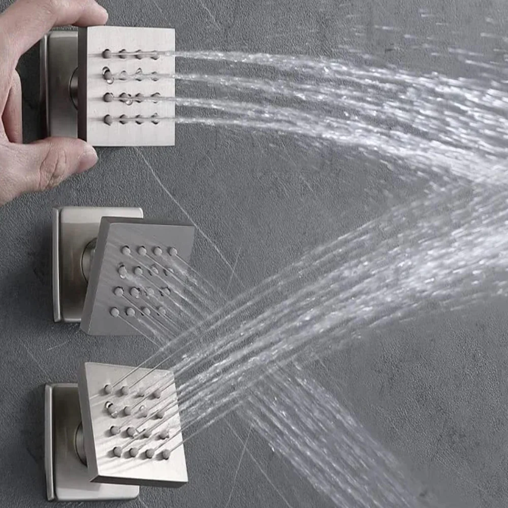 Modern bathroom featuring a body jet shower with concealed shower body jets for a clean luxury design