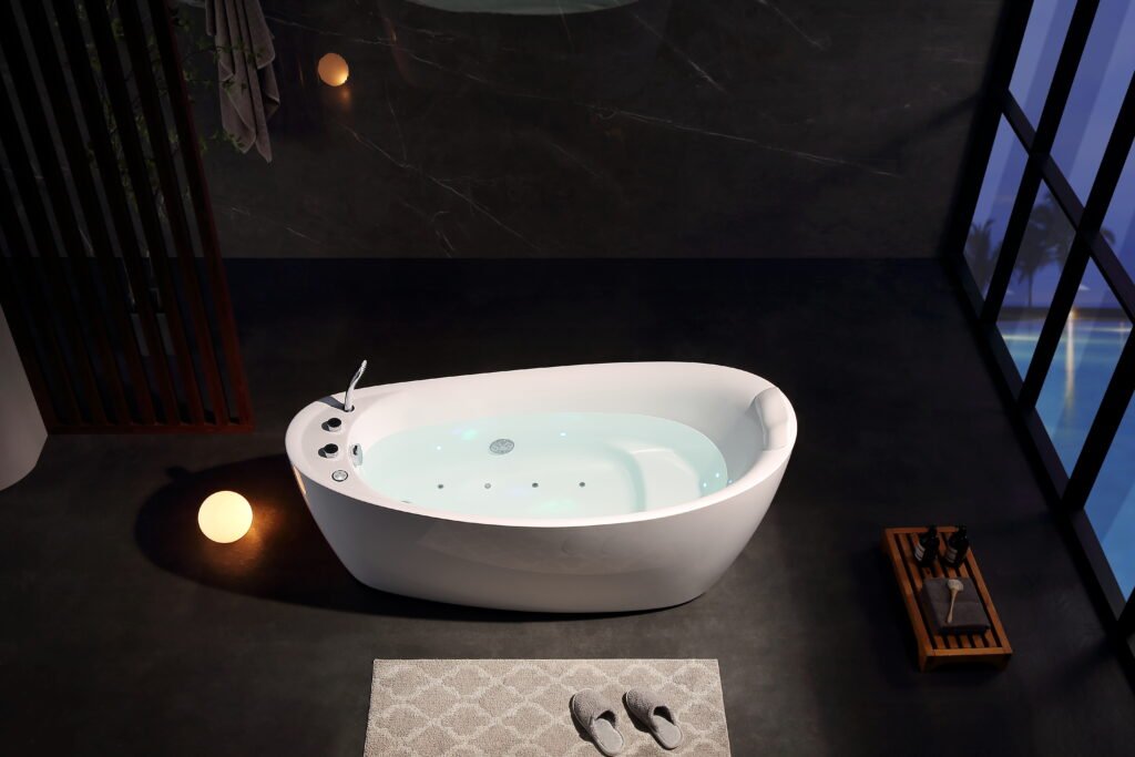 Luxury freestanding bathtubs with hydrotherapy features creating a spa like experience at home